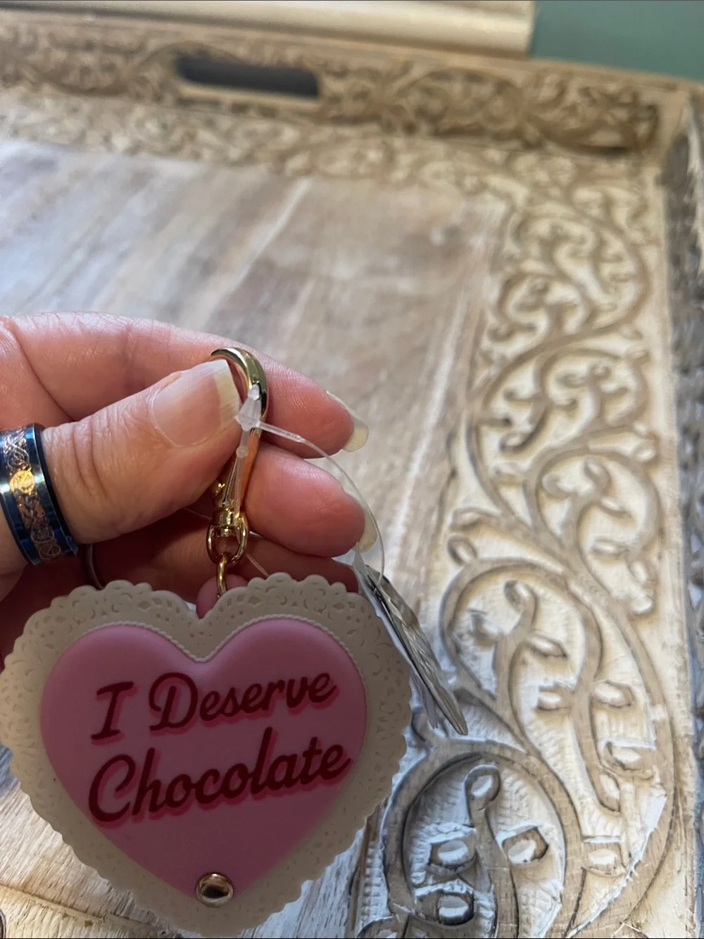 Pink Heart 'I Deserve Chocolate' Pocketbac Holder